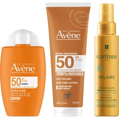 Avène Pack Ultra Fluido Invisible SPF50 + Leche Invisible SPF50 + René Furterer Fluido Solar Protector KPF 50+