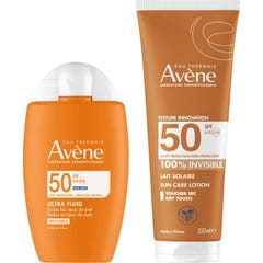 Avène Pack Ultra Fluido Invisible SPF50 50ml + Leche Invisible SPF50 250ml