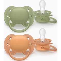Philips Avent Ultra Soft Chupeta Eco 18M+ Verd Laranj 2 Unidades