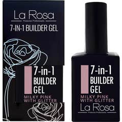 La Rosa Builder Gel 7 In 1 Rosa Leitoso com Glitter 15 ml