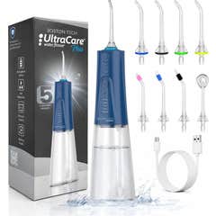 Irrigador Dental Portátil Aquapik UltraCare Plus 8 Pontas 5 Modos 300 ml (Azul)