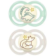 Mam Pack Chupeta Perfect Night 16 Meses Verde 2 Unidades
