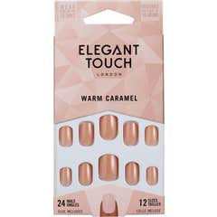 Elegant Touch Core Colour Nails With Glue Squoval Warm Caramel 24uds