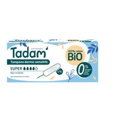 Tadam' Tampões Dermo-Sensíveis Bio Super 4G 16 unid.