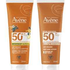 Avène Pack Leche Invisible SPF50 250ml + Leche SPF50+ Pediátrico 250ml