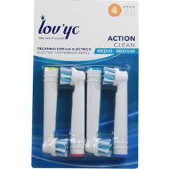 Lovyc Action Clean Medium Escova Eléctrica de Substituição Cabeça de Escova 4 pcs