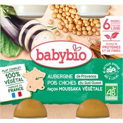 BabyBio Berinjela Grão-de-bico Moussaka Vegetal 6M+ Bio 2x200 g