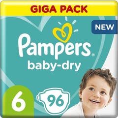 Pampers Fraldas Baby Dry Tamanho 6 13-18 kg 96 unid.