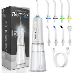 Irrigador Dental Portátil Aquapik UltraCare Plus 8 Pontas 5 Modos 300 ml (Branco)