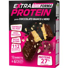 Pesoforma Extra Protein Barritas Chocolate Blanco y Negro 12uds