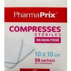 Pharmaprix Compresses Stériles en Non Tissé 10x10cm boîte de 100