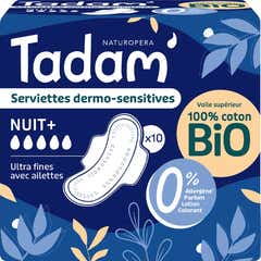 Tadam' Compressas Dermo-Sensitivas Noite+ Algodão Bio Noite 10 unid.