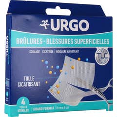Urgo Queimaduras e Feridas Superficiais Curativo de Tul Cicatrizante 8x8 cm 4 unid.