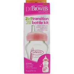 Kit Transição Biberão Rosa Biberão 270 Ml 2 em 1 Silicone