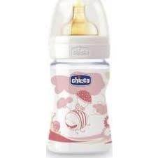 Chicco vidro de garrafa tetina normal ampla borracha + 0M rosa 150ml 1ud