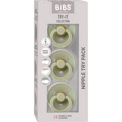 BIBS Pack Try-It Chupetas Colour Sage Tamanho 1 3 unid.