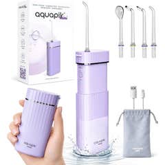 AquaPik Kit Mini Irrigador Bucal Portátil Viagens Carga Usb Roxo