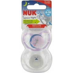 Nuk Silicona Chupetes Noche 6-18M Girl 2uds