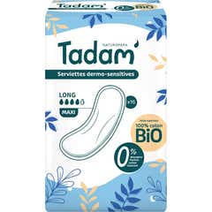 Tadam' Compressas Dermo-Sensitivas Long Maxi Algodão Bio 16 unid.
