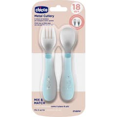 Chicco Set Duo Talheres Inox 18M+ Azul