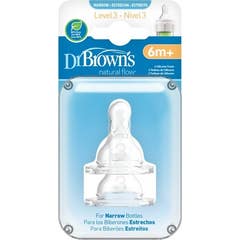 Tetina de Silicone Natural Padrão Dr. Brown +6 Meses N3 2 peças