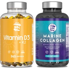HN Pack Vitamina D3 365 caps + Colagénio Marinho 120 caps