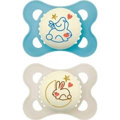 Mam Chupeta Silicone Original Pure Night Azul 2 Unidades