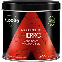 Aldous Bisglicinato de Ferro Ácido Fólico Vitamina C e B12 400 comprimidos