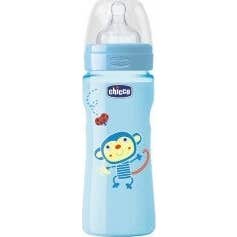 Garrafa de Silicone 330ml Azul Fluxo Rápido 4m +