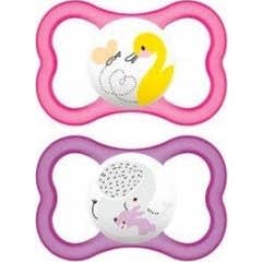 Mam Baby Pacifier Air Night Silicone Pink +6M 2uds
