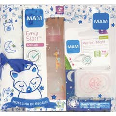 Mam Pack Biberon Easy Start Biberon 260Ml Noite chupeta 6+ Moon+Muslin