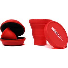 Sileu Kit Go Menstrual Cup + Estojo + Esterilizador Vermelho L