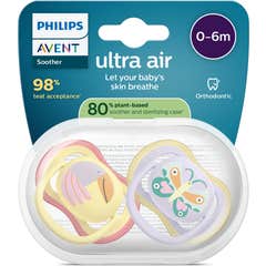 Philips Avent Ultra Air Chupeta Tucano Borboleta 0-6M 2 Unidades