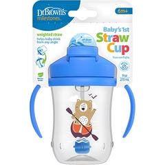 Dr Brown's Mi Primer Vaso con Pajita Oso Azul +6m 270 ml