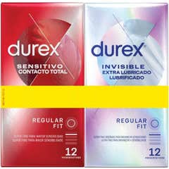 Durex Pack Invisible 12 Unidades + Sensitivo Contacto Total 12 Unidades