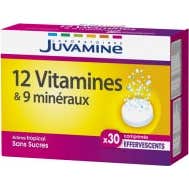 Juvamine 12 Vitamines + 9 Minéraux 30 Comprimés Effervescents JUVAMINE,