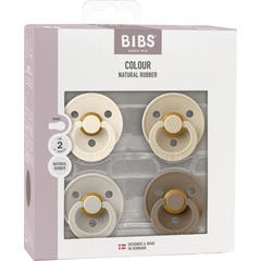 Bibs Pacifier Colour Ivory Sand Vanilla Dark 6-18M 4 Unidades