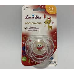 Luc et Lea Sucette Symétrique Noel avec Anneau Hibou 0-6M 1 Unité