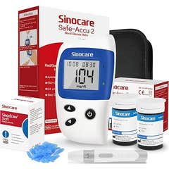 Sinocare Safe-Accu2 Kit Glicômetro + 50 Tiras + Disposit Punção