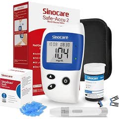 Sinocare Safe-Accu2  Kit Glicômetro + 25 Tiras