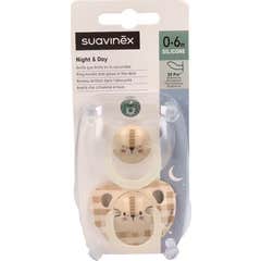 Suavinex Soother Anatomical Day &amp; Night 0-6 Months Silicone 2 Und.