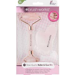 Brushworks Pack Rodillo Cuarzo Rosa + Gua Sha 2uds