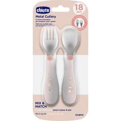 Chicco Set Duo Talheres Inox 18M+ Rosa