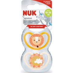 Nuk Chupeta Silicone Space 18-36M Leão 2 Unidades