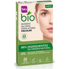 Taky Bio Natural 0% Depilatório Facial Tiras de Cera Facial 20 peças