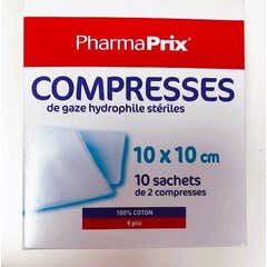 Pharmaprix Swabs Estéreis 10x10cm 10 Sachets