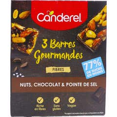 Canderel Barritas Gourmet Nuez, Chocolate y Punta de Sal 3x35g