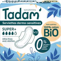 Tadam' Compressas Dermo-Sensitivas Super+ Algodão Bio 12 unid.