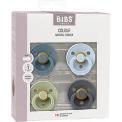 Bibs Pacifier Colour Petrol Sage Baby Blue Iron 0-6M 4 Unidades