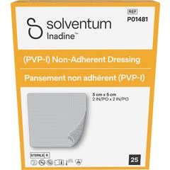 3M Solventum Inadine Penso Não Aderente 5 cm x 5 cm 25 Unidades